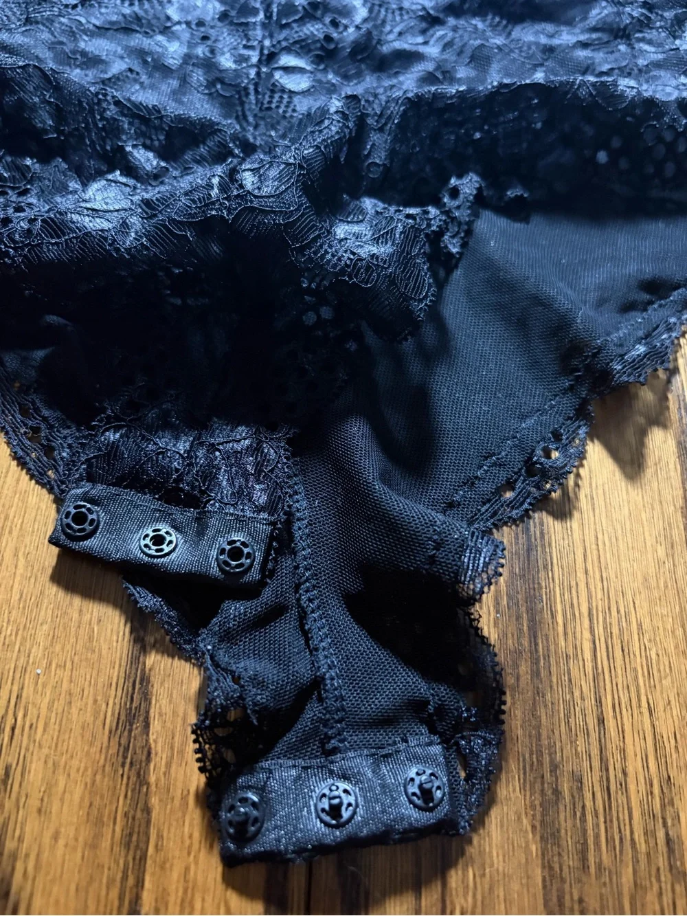 AvidLove lace bodysuit, stretchy floral lace deep v longline cheeky thong snaps